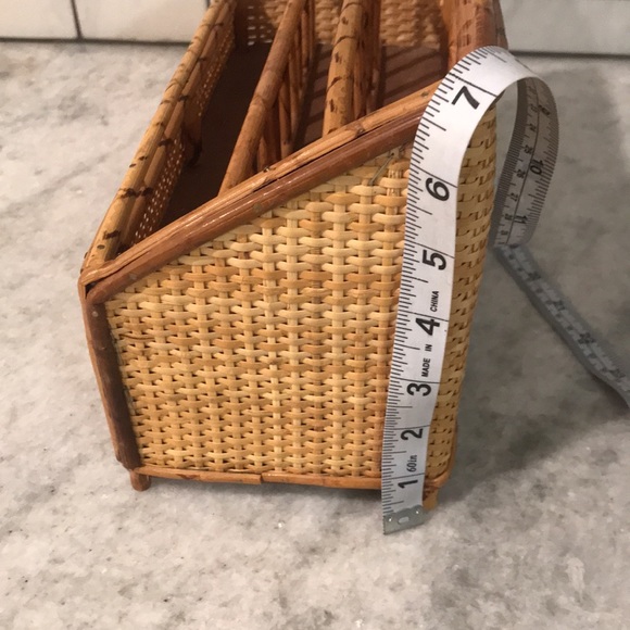 Vintage Wicker Rattan Desk Organizer Mid Century Bohemian Minimalist Space Saver - Picture 7 of 8